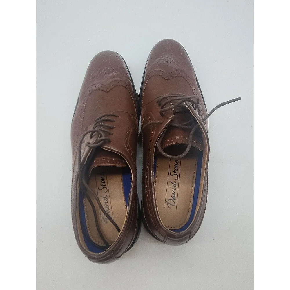 DAVID STONE MEN'S BROWN  OXFORD LACE UP DRESS‎ SHOES SIZE 10.5